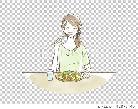 サラダを食べている女性 92873449