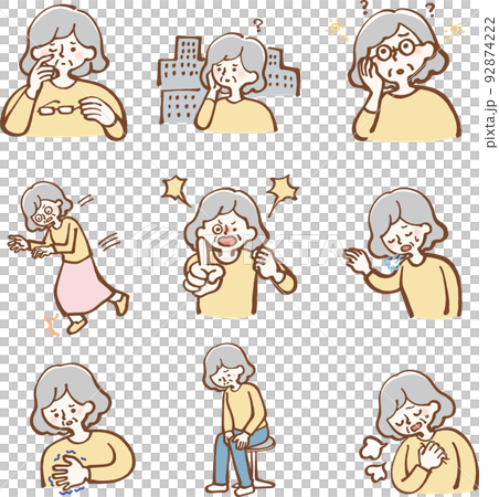 体調不良のシニア女性 イラスト 体調不良のシニア女性 イラスト 92874222