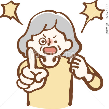 怒るシニア　女性　イラスト 92874227