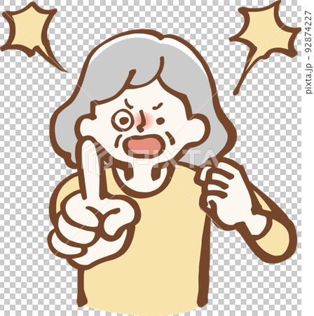 怒るシニア　女性　イラスト 92874227