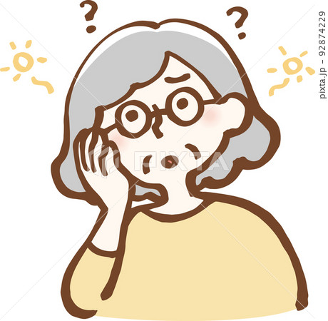 物忘れ　シニア女性　イラスト 92874229