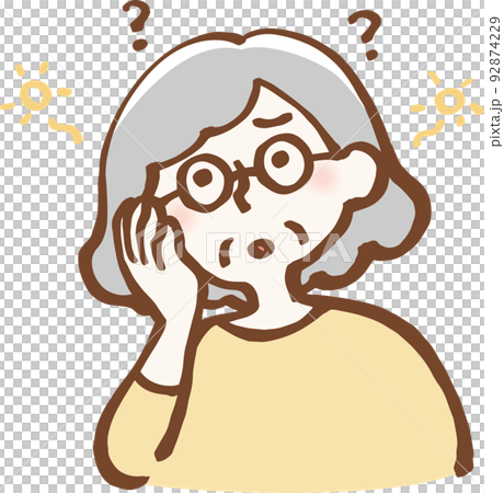 物忘れ　シニア女性　イラスト 92874229