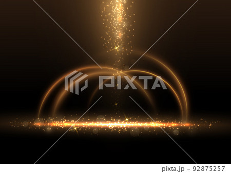 Abstract luxury golden glitter effect glowing on black background with lighting effect sparkle. Template premium award ceremony design. Abstract luxury golden glitter effect glowing on black background with lighting effect sparkle. Template premium award ceremony design. 92875257