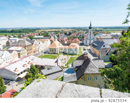 Summer View of Javornik downtown, Czechia 92875554