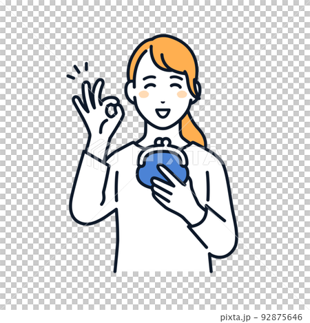 節約に成功する若い女性のベクターイラスト素材 92875646