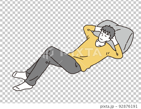 リラックスして昼寝をする男性のイラストレーション 92876191