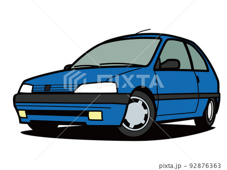 フレンチコンパクトカー 青色系 自動車イラスト フレンチコンパクトカー 青色系 自動車イラスト 92876363