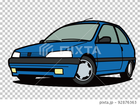 フレンチコンパクトカー 青色系 自動車イラスト フレンチコンパクトカー 青色系 自動車イラスト 92876363