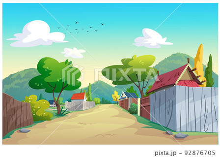 Graphics, villages and roads in the daytime. Graphics, villages and roads in the daytime. 92876705