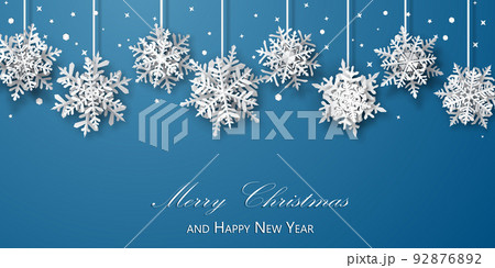 Christmas background with paper snowflakes 92876892
