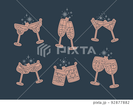 Cheers with cocktail glasses blue 92877882