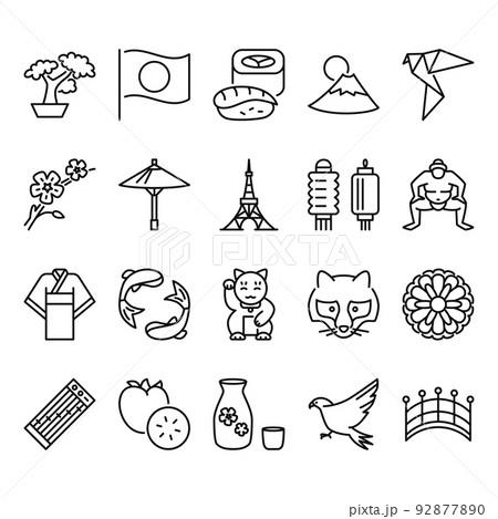 Japan icon set in line style 92877890