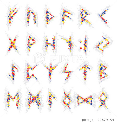 Runic alphabet Scandinavian scratched letters Runic alphabet Scandinavian scratched letters 92879154