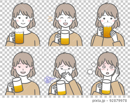 一個穿著便衣喝酒的年輕女子 92879978