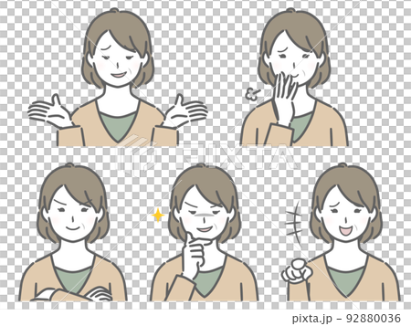 嫌な表情の私服の中年女性 嫌な表情の私服の中年女性 92880036