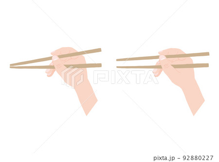 お箸を持つ手のイラスト 手描き カラー 輪郭線なし のイラスト素材 9227