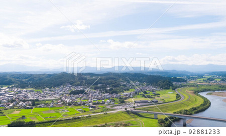 《岩手県》平泉の街並みの空撮　(中尊寺・毛越寺) 92881233