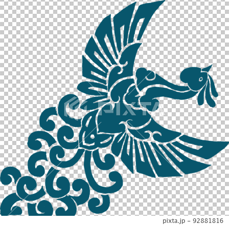 藍の鳳凰模様 92881816