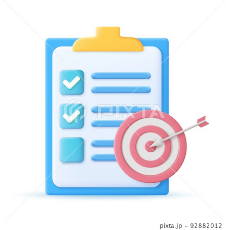 3d Clipboard, checklist symbol. 92882012