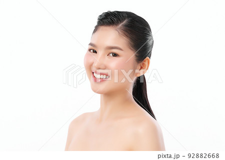 Beautiful young asian woman with clean fresh skin on white background, Face care, Facial treatment, Cosmetology, beauty and spa, Asian women portrait. 92882668