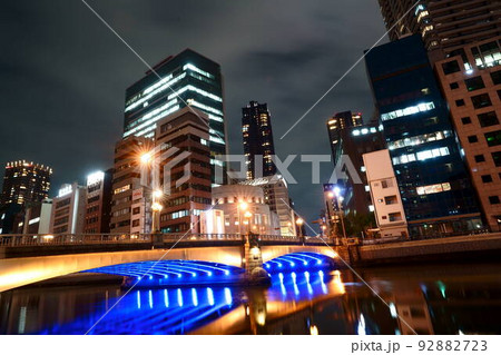 大阪　夜景　北浜　ビル街　土佐堀川　05 92882723