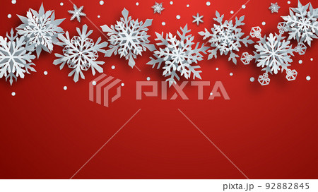 Christmas background of paper snowflakes 92882845