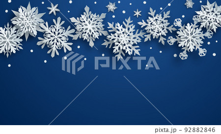 Christmas background of paper snowflakes 92882846