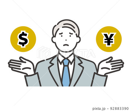 為替変動に悩む経営者 92883390