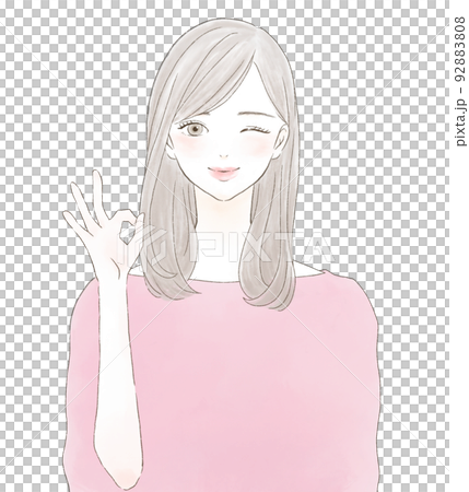 OK sign woman wink long hair OK sign woman wink long hair 92883808