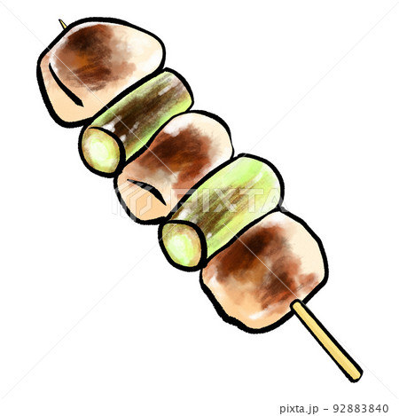 やきとりのイラスト　塩　（ねぎま） 92883840