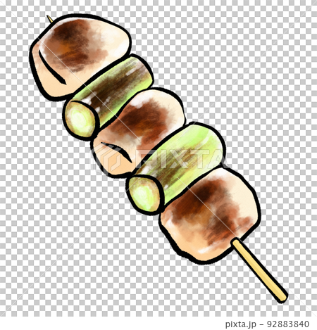 やきとりのイラスト　塩　（ねぎま） 92883840