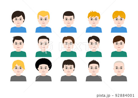 眼鏡/男性のアバター/アイコン/イラストセット 眼鏡/男性のアバター/アイコン/イラストセット 92884001