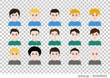 眼鏡/男性のアバター/アイコン/イラストセット 眼鏡/男性のアバター/アイコン/イラストセット 92884001