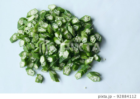 Fresh okra isolated on white background 92884112