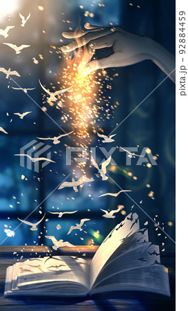 飛び立つ本の鳥のイラスト素材 [92884459] - PIXTA