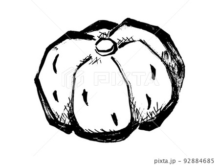 南瓜の和風イラスト素材 モノクロ 線画 南瓜の和風イラスト素材 モノクロ 線画 92884685