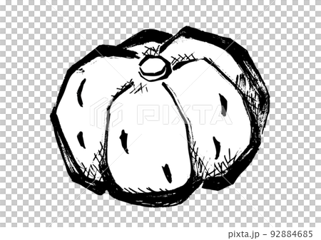 南瓜の和風イラスト素材 モノクロ 線画 南瓜の和風イラスト素材 モノクロ 線画 92884685