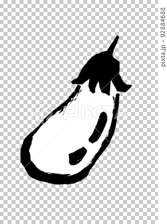 茄子日式插畫素材單色線描 92884688