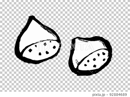 栗の和風イラスト素材　モノクロ　線画 92884689