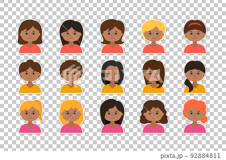 Glasses / female avatar / icon / black / illustration set / bordered Glasses / female avatar / icon / black / illustration set / bordered 92884811