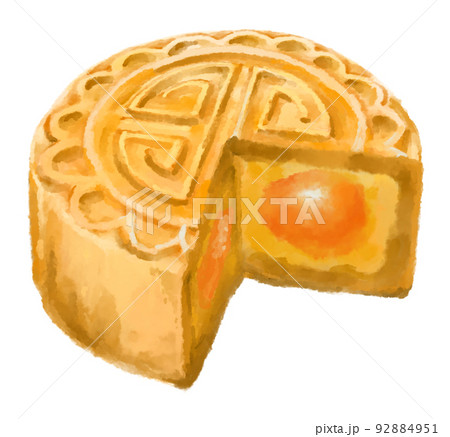 Mid autumn festival mooncake watercolor painting artistic illustration 92884951