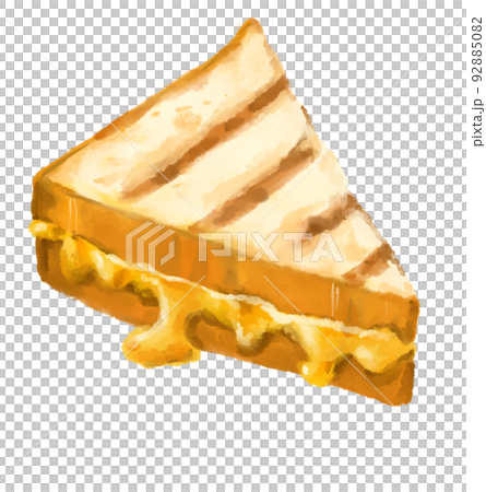 Grilled cheese sandwich comfort melty cheddar bread watercolor hand painting 92885082