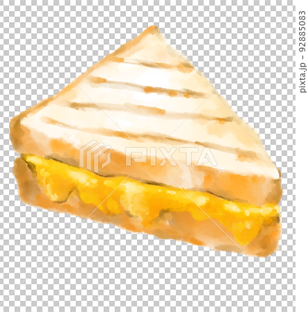 Grilled cheese sandwich comfort melty cheddar bread watercolor hand painting 92885083