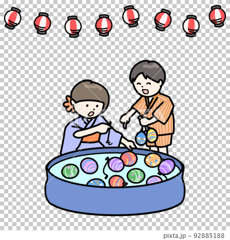 孩子們在節日里玩溜溜球釣魚 孩子們在節日里玩溜溜球釣魚 92885188