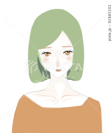 物憂げな表情の女性のイラスト素材 [92885202] - PIXTA