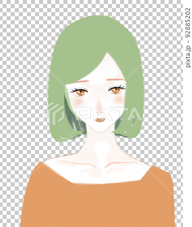 物憂げな表情の女性のイラスト素材 [92885202] - PIXTA