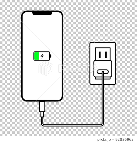 充電中のスマートフォンのイラスト 充電中のスマートフォンのイラスト 92886962