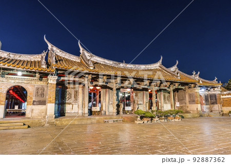 The building view of Lukang Lung-shan Temple in Changhua, Taiwan. It is a famous tourist attraction in Changhua County. 92887362