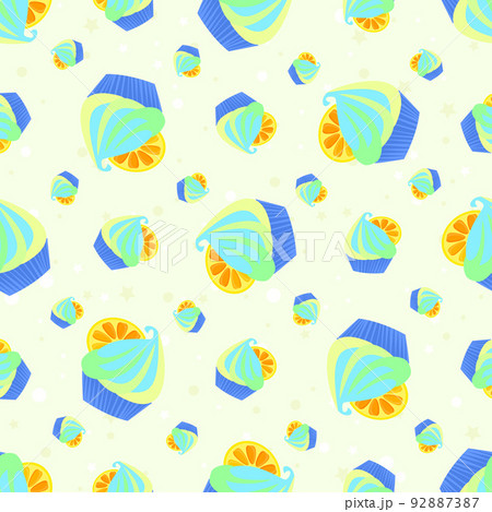 Bright cream cupcake seamless background Bright cream cupcake seamless background 92887387