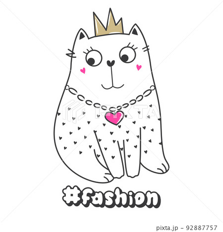 Cute kitty in cartoon sketch style. Doodle cats. 92887757